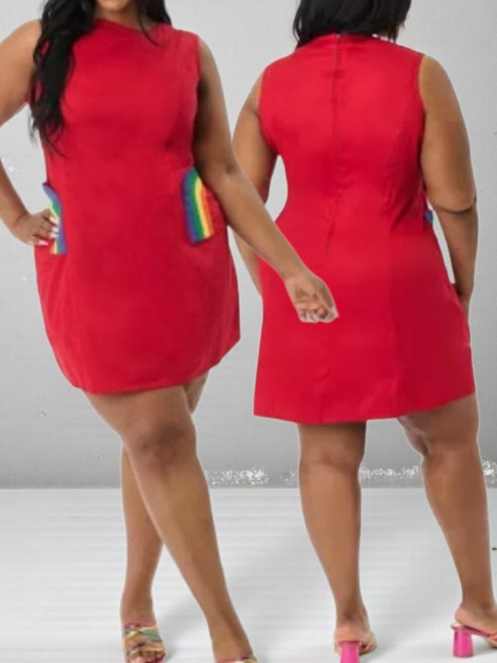 NWT SMAK PARLOUR (3X/20) 1960'S Sleeveless Mod Dress in Red